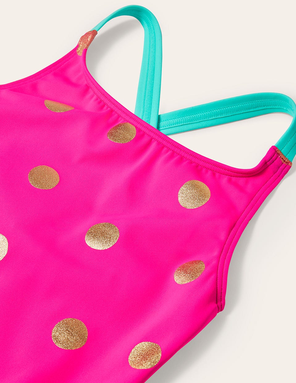 Cross-Back Printed Swimsuit-Fuchsia Pink Foil Spot