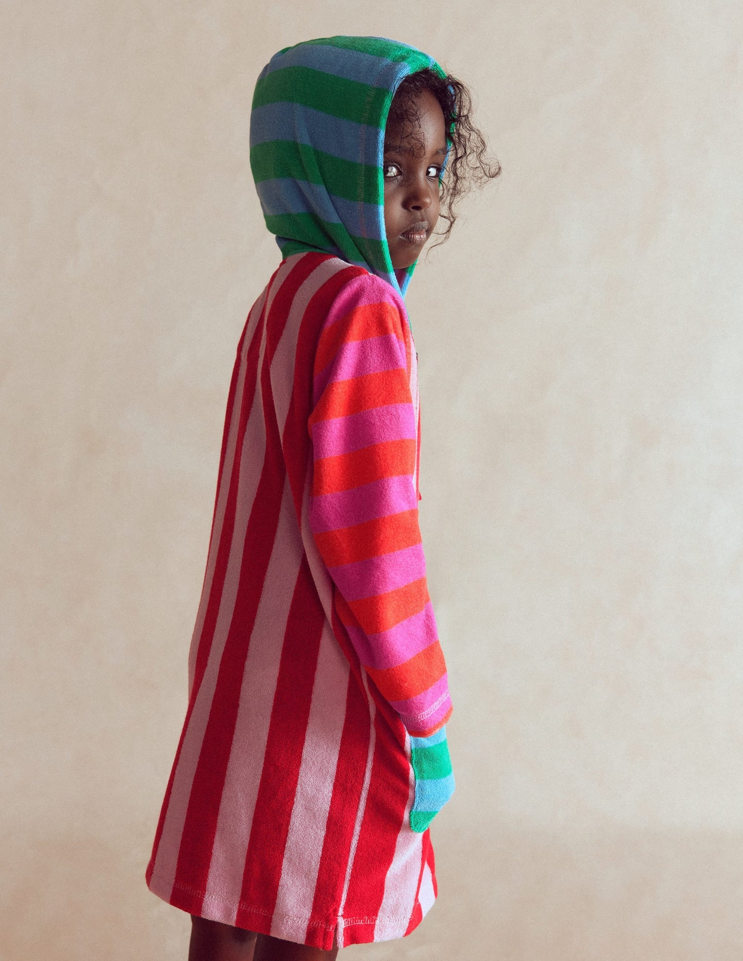 Romie Towelling Zip Throw-On-Multi Stripe