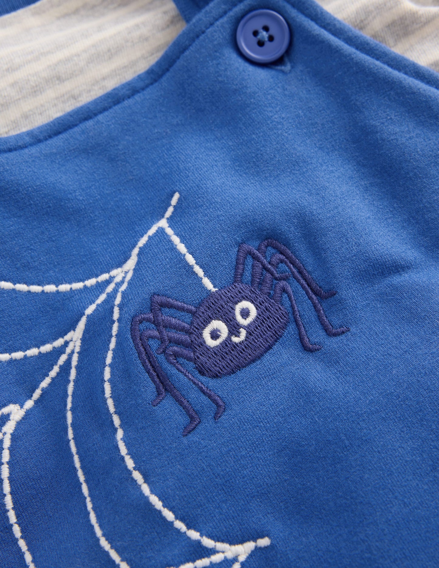 Jersey Dungarees Set-Dark Blue Spider Webs