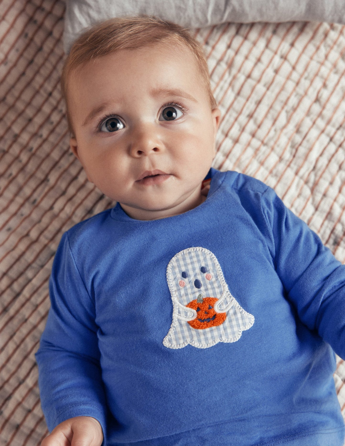 Long Sleeve Appliqué T-shirt-Bluejay Ghost
