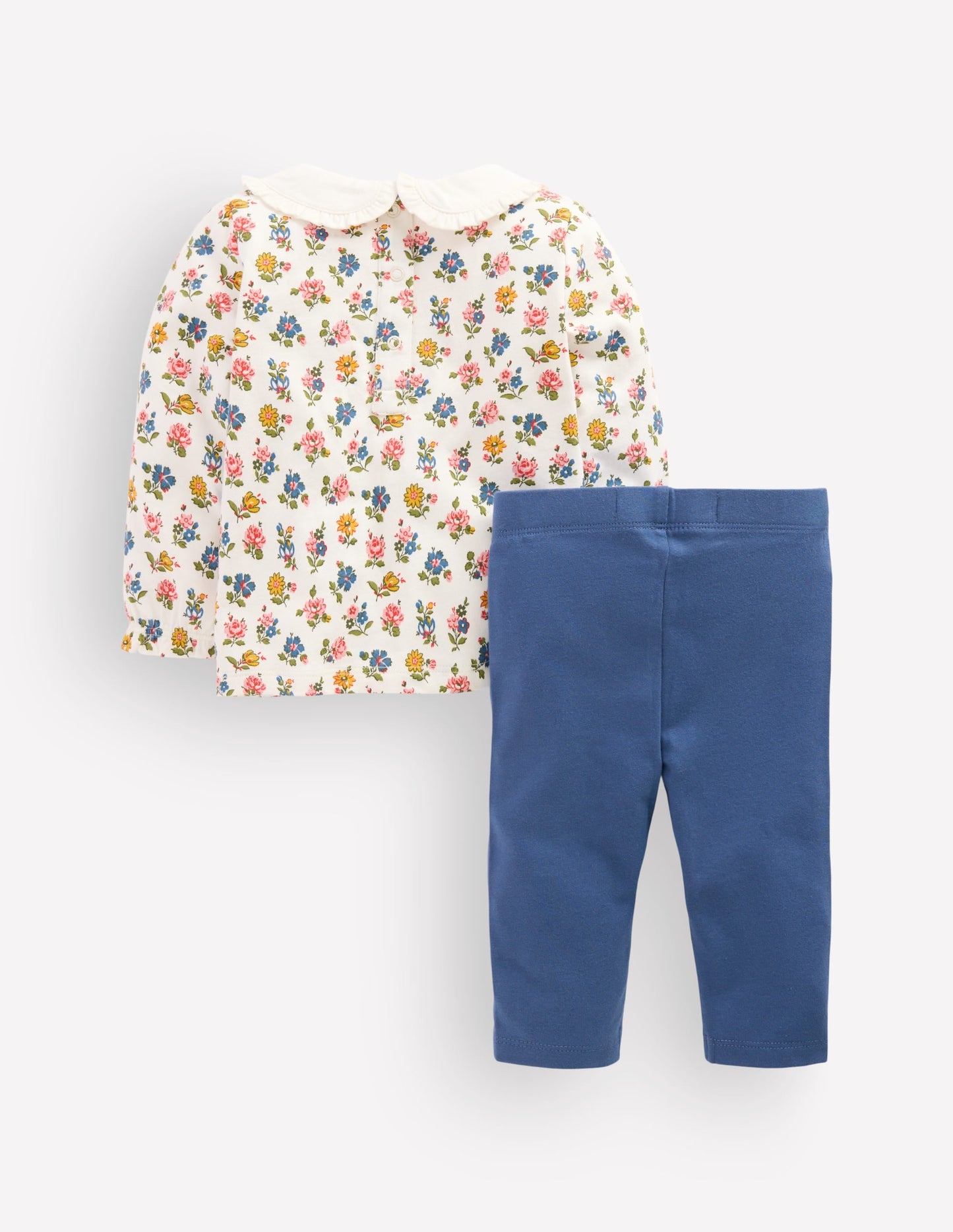 Collared Jersey Set-Blue Ditsy Floral