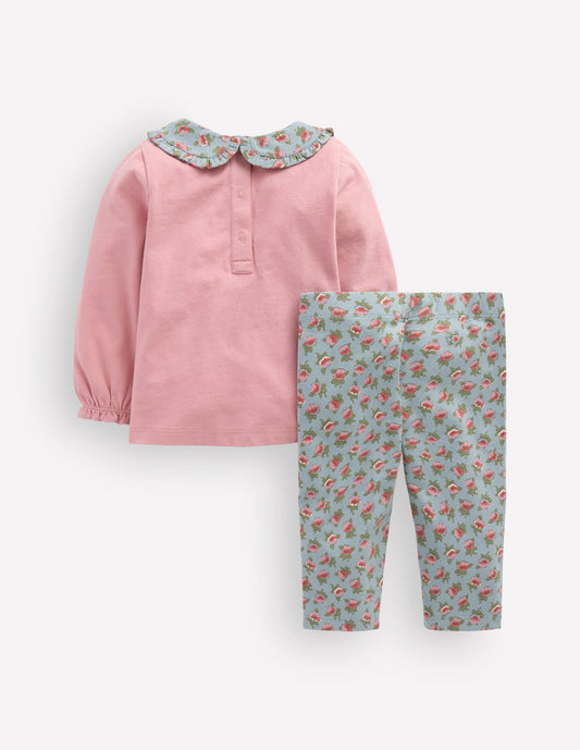 Collared Jersey Set-Pink/Blue Ditsy Floral