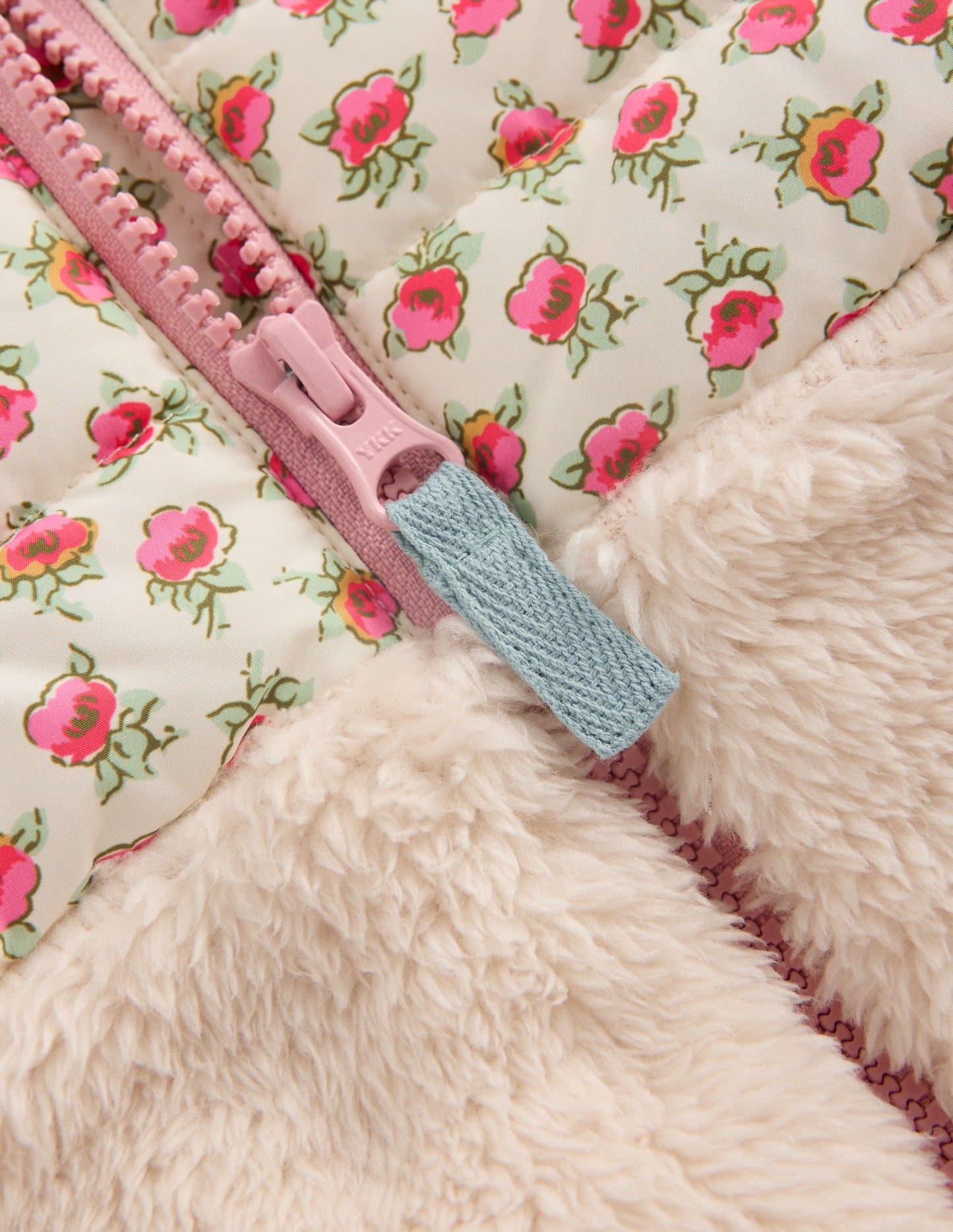 Mixed Borg Jacket-Blue Hotchpotch Floral