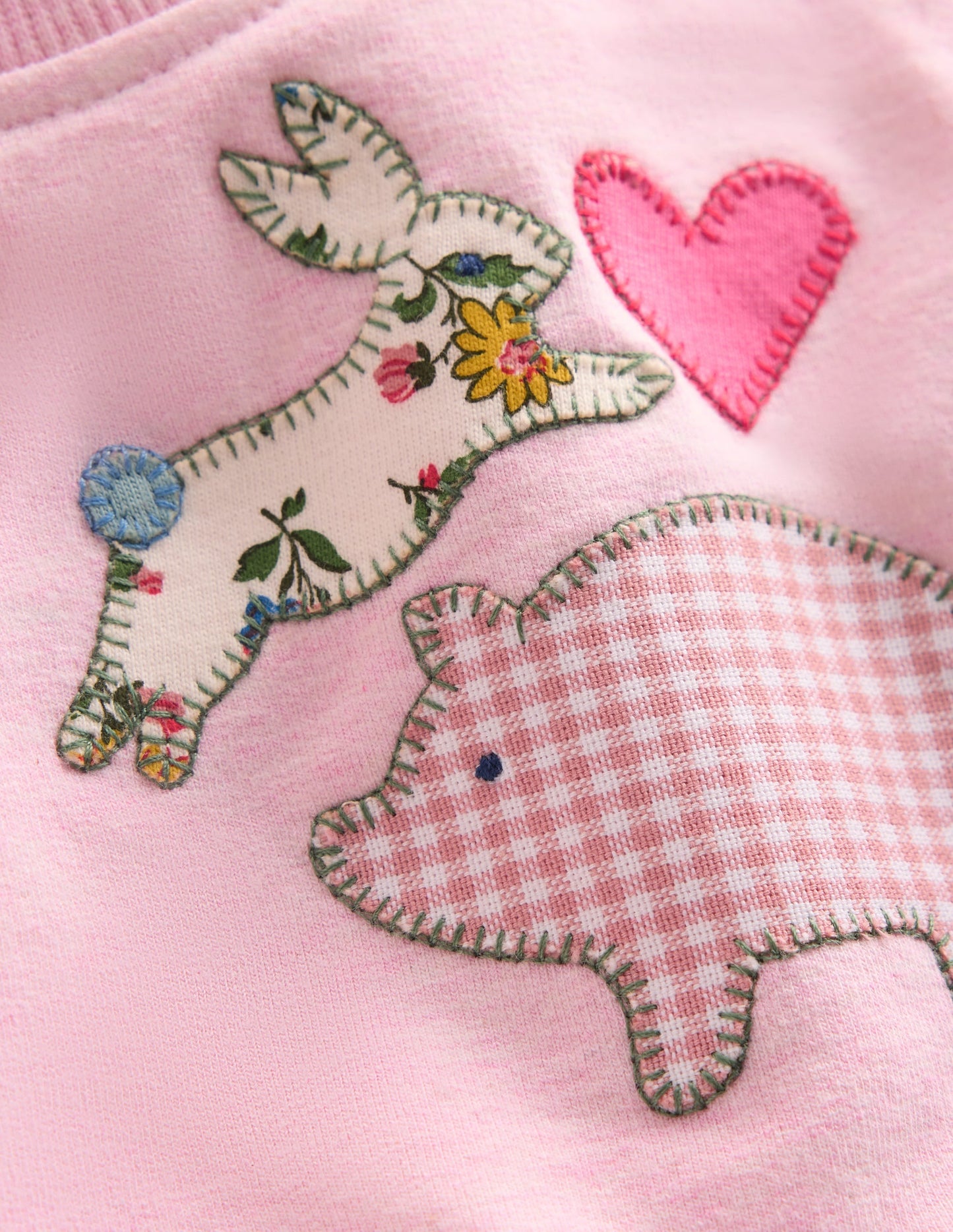 Appliqué Sweatshirt Set-Pale Pink Farm