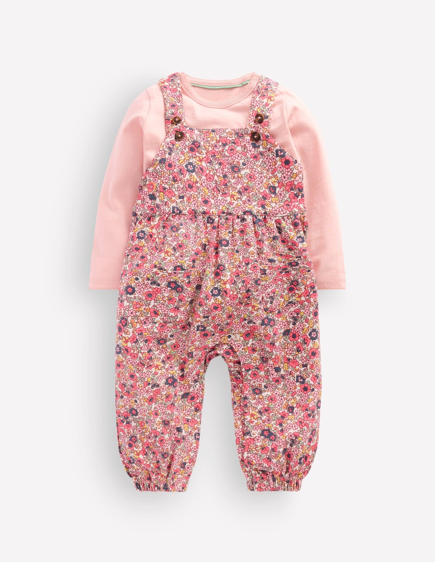 Jersey Dungarees Set-Multi Ditsy Floral