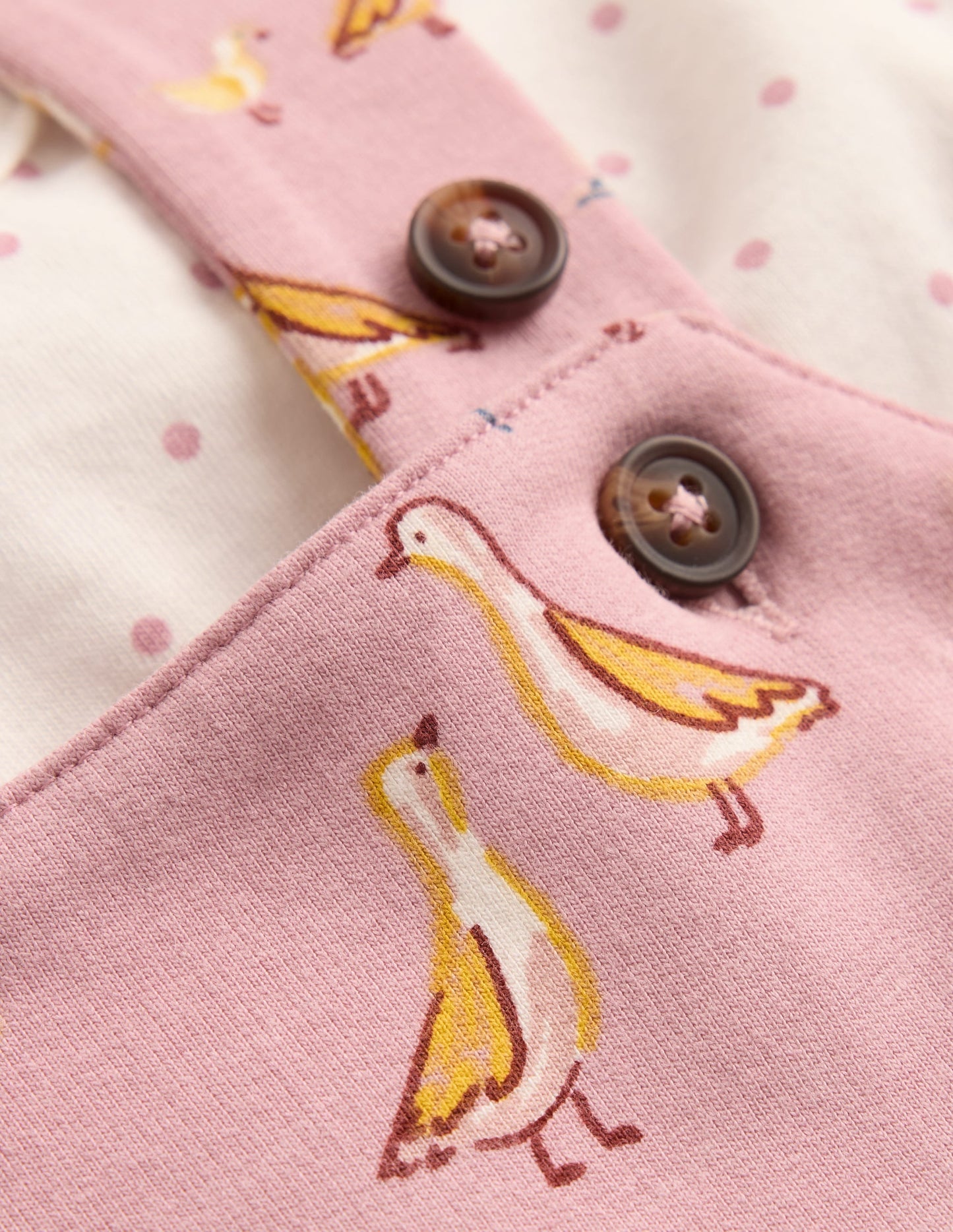 Jersey Dungarees Set-Pink Ducks