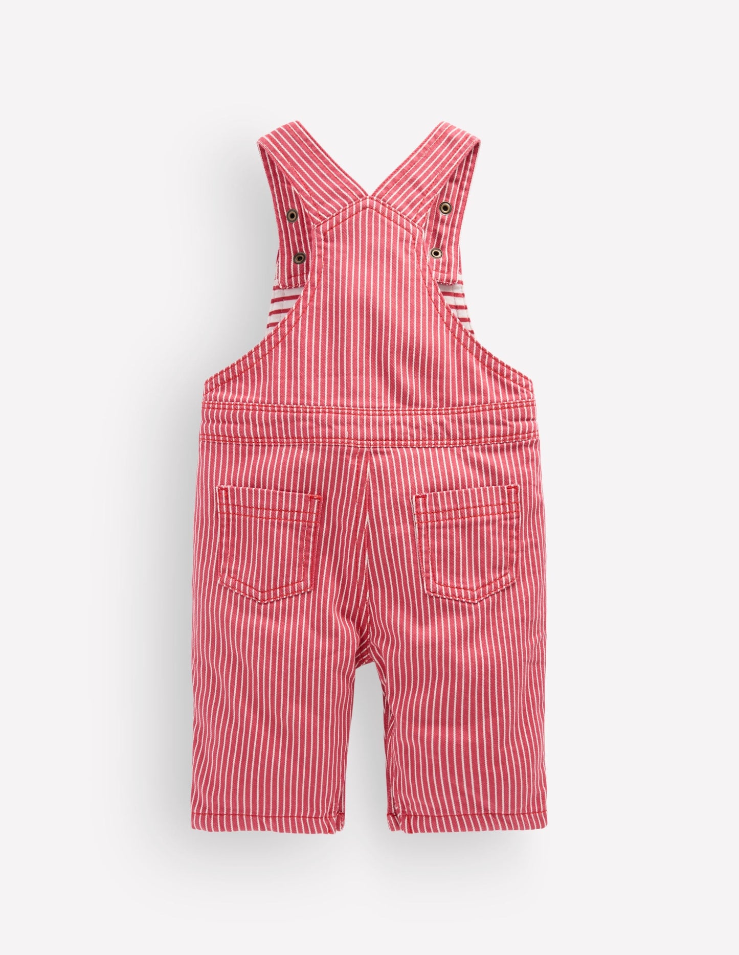 Woven Dungarees-Holly Berry Ticking Stripe