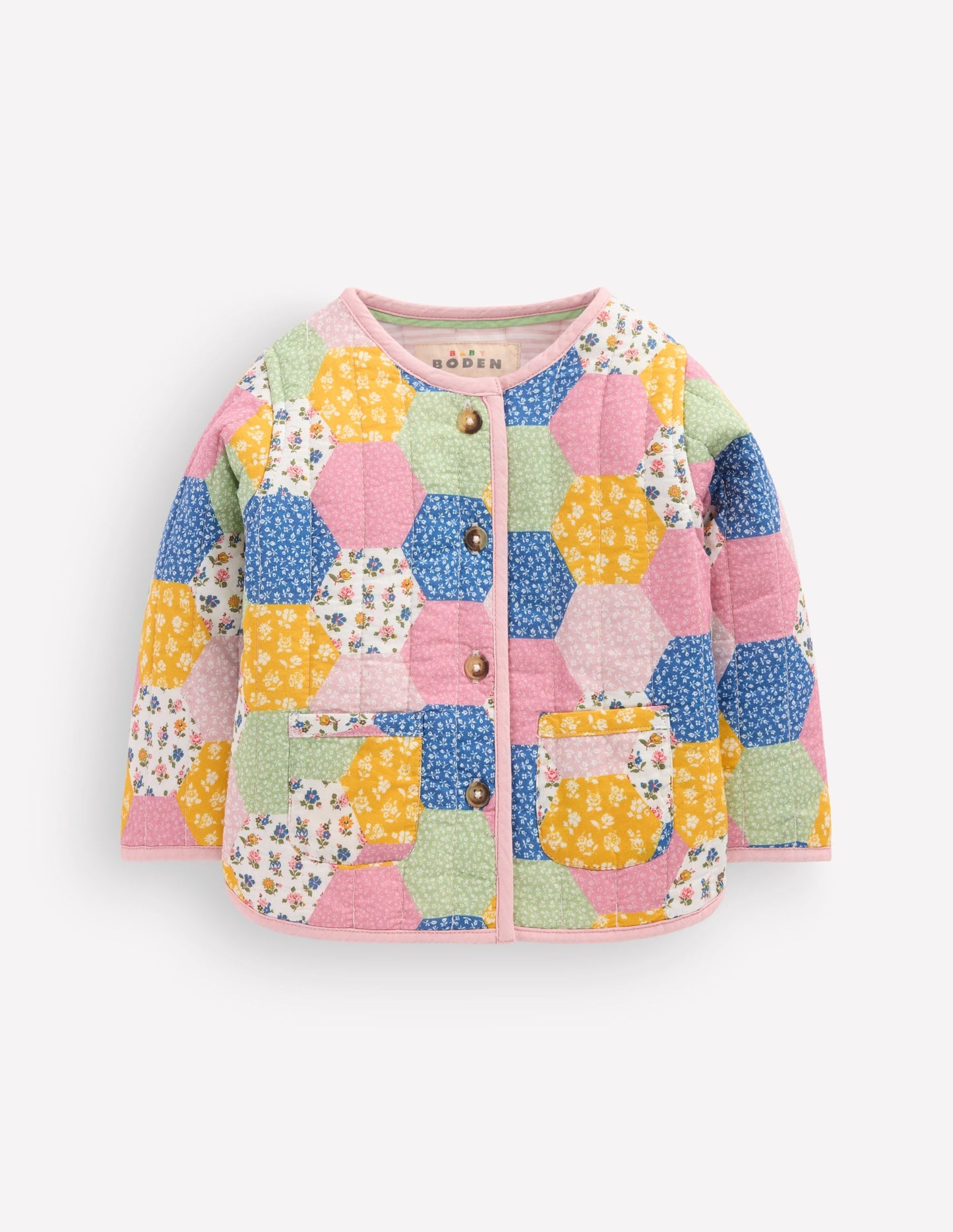 Quilted Jacket-Multi Patchwork Print