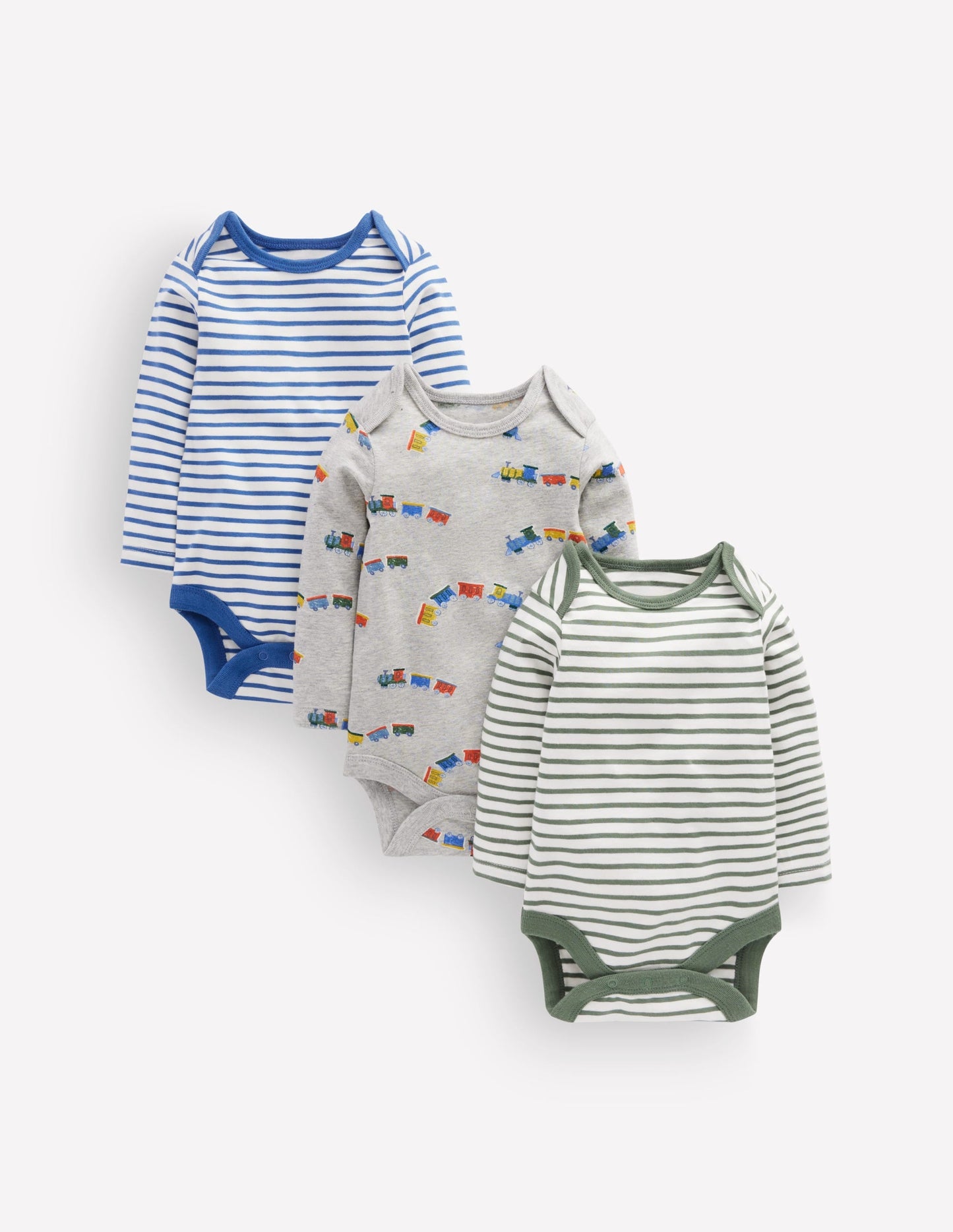 3-pack Cotton Bodies-Grey Marl Trains