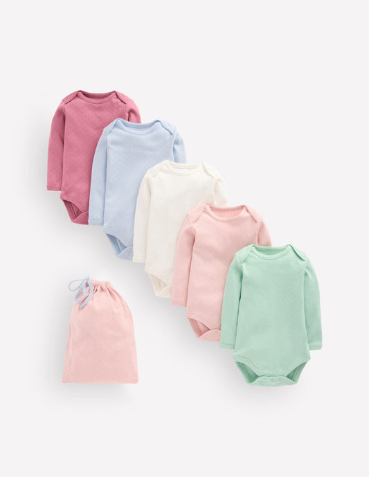5 Pack Pointelle Bodies-Multi Rainbow
