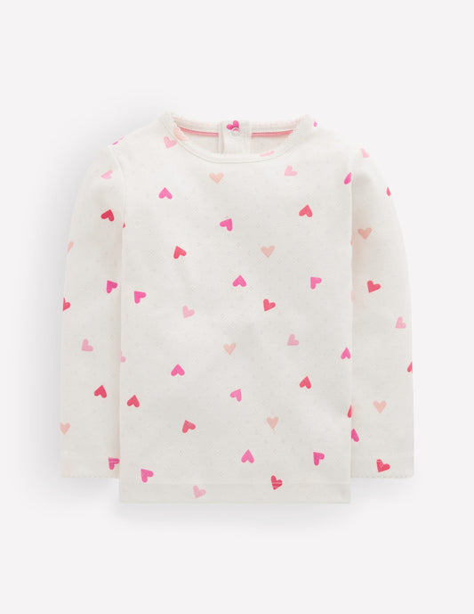 Cotton Pointelle Top-Heart