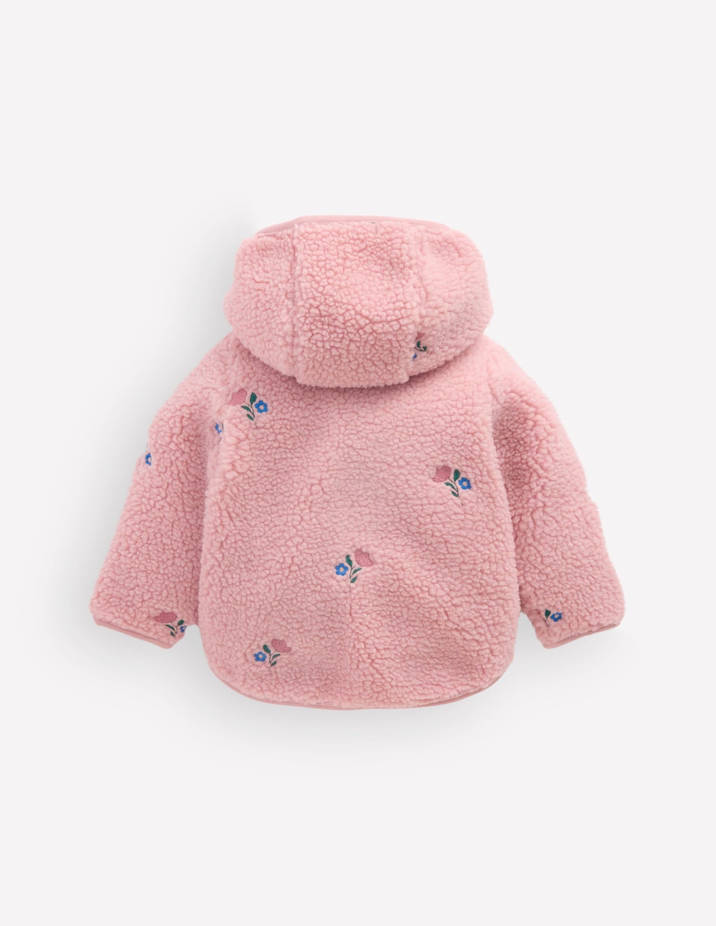 Embroidered Borg Jacket-Pink Floral