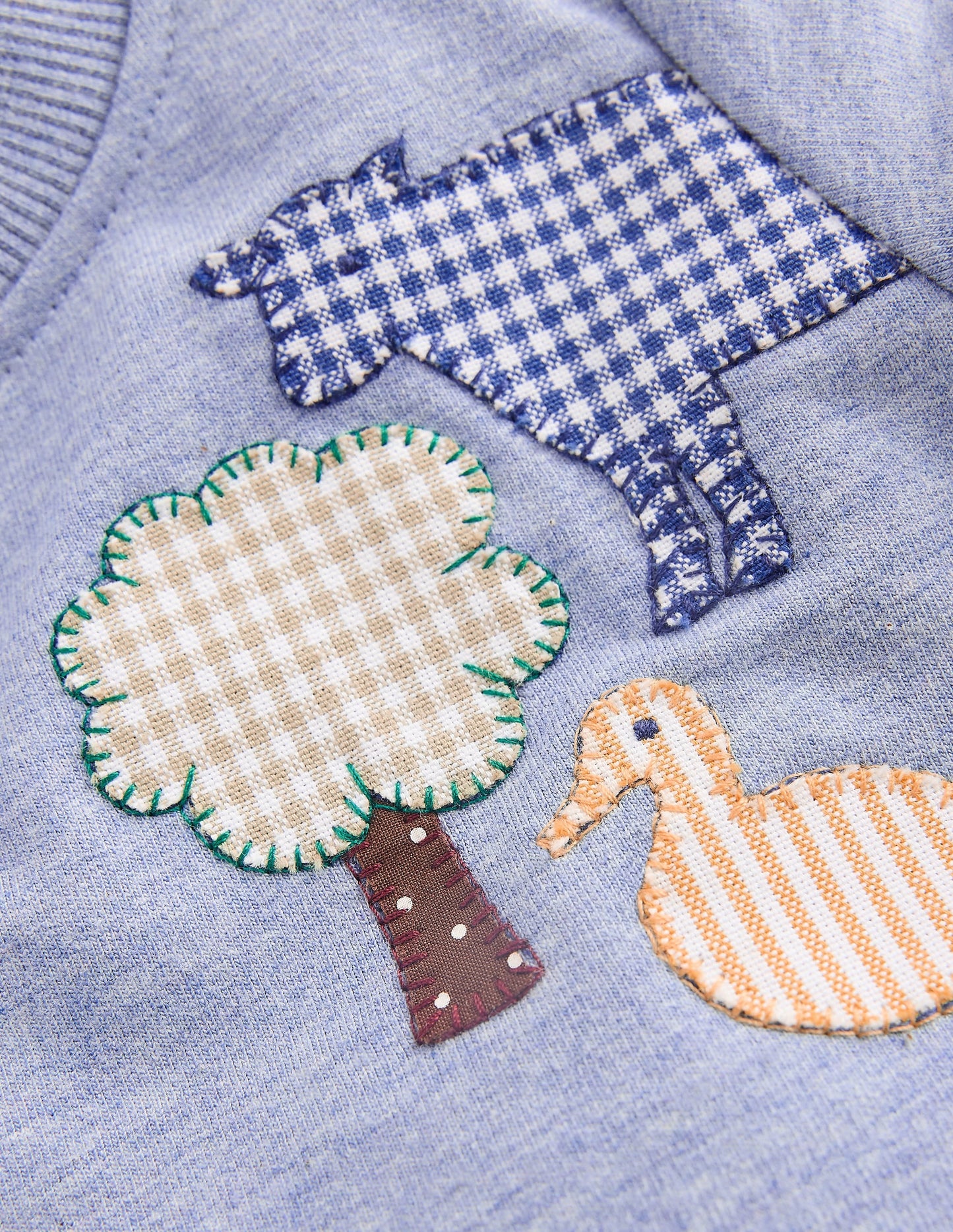 Appliqué Sweatshirt Set-Blue Marl Farm