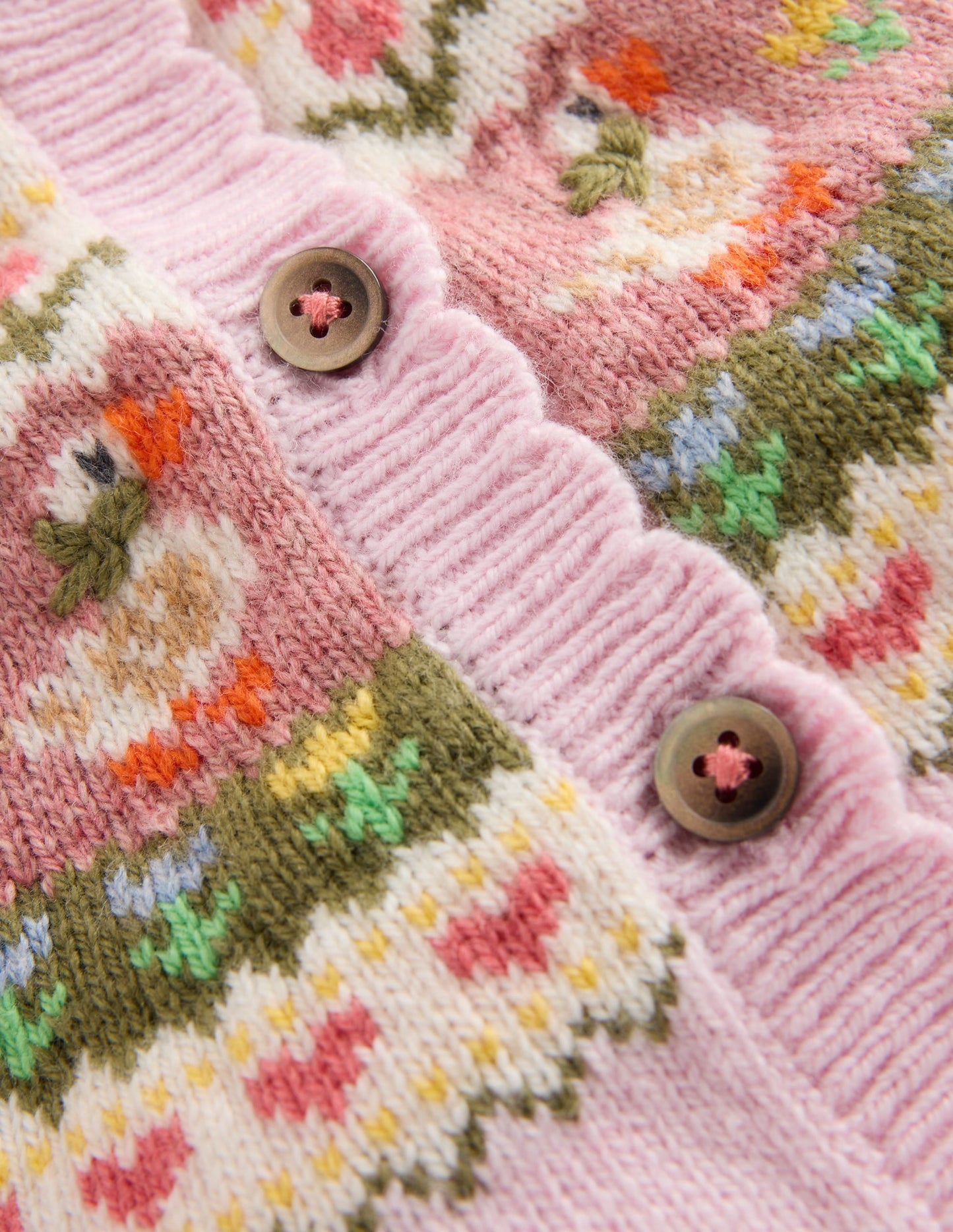 Fair Isle Cardigan-Chalk Pink Geese Fair Isle