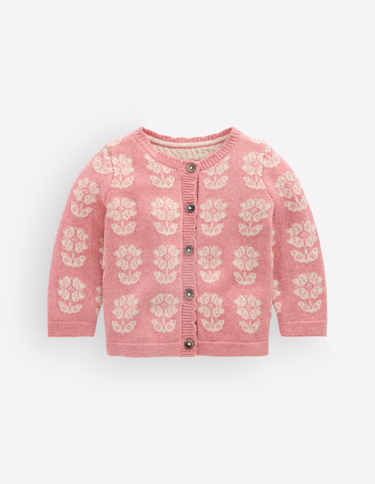 Fair Isle Cardigan-Pink Heather Marl