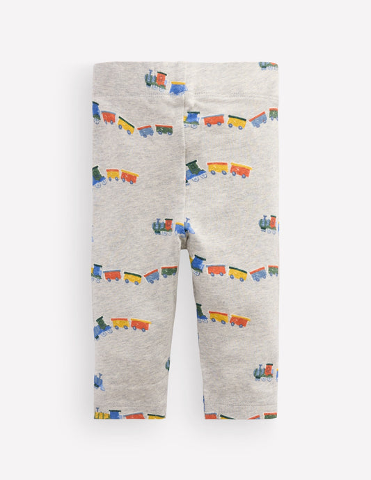 3-pack Cotton Leggings-Grey Marl Trains