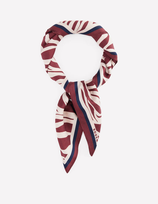 Elisabeth Silk Square Scarf-Chestnut, Zebra Swirl