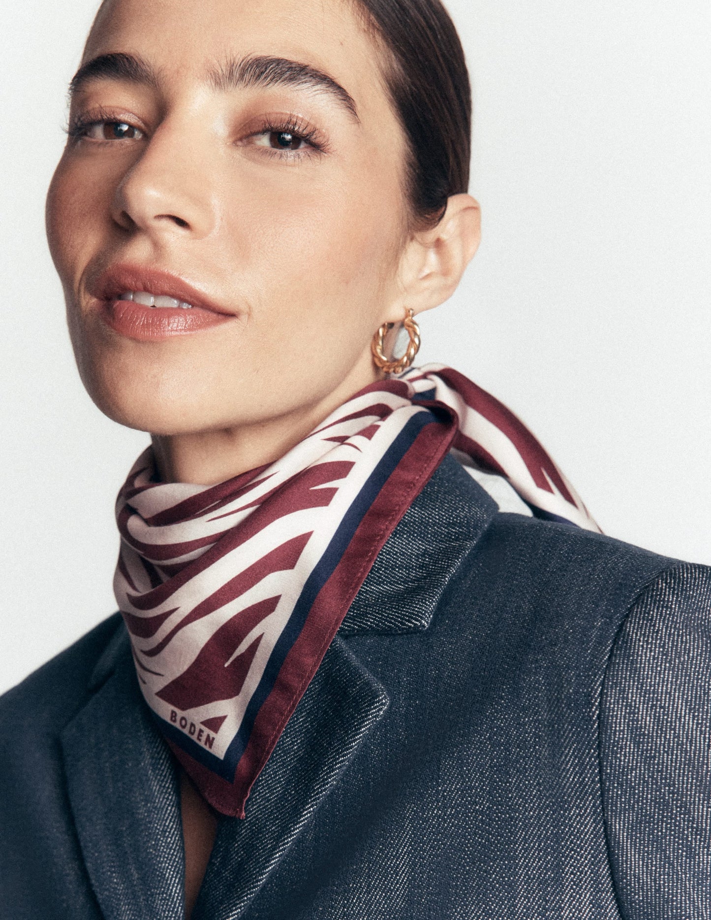 Elisabeth Silk Square Scarf-Chestnut, Zebra Swirl