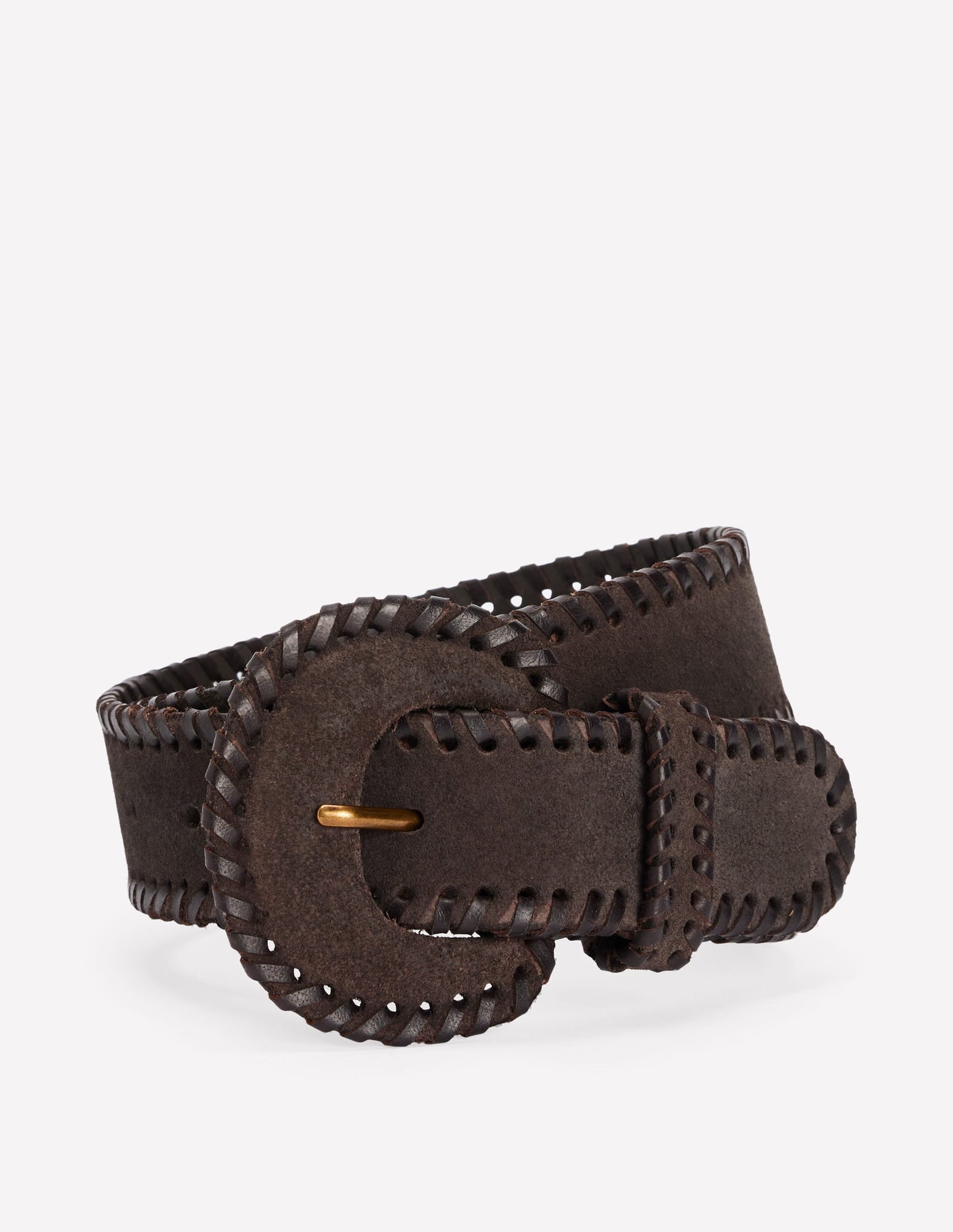 Covered Whipstitch Belt-Chocolate