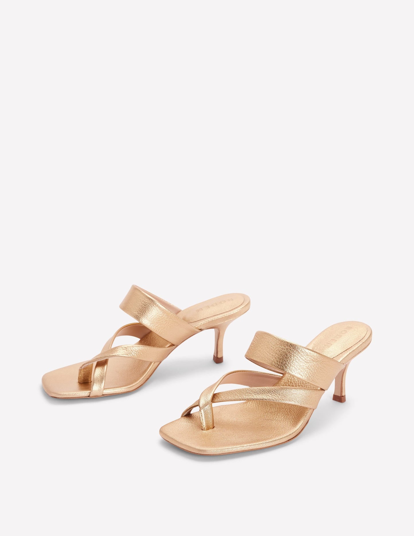 Toe Post Kitten Heels-Gold