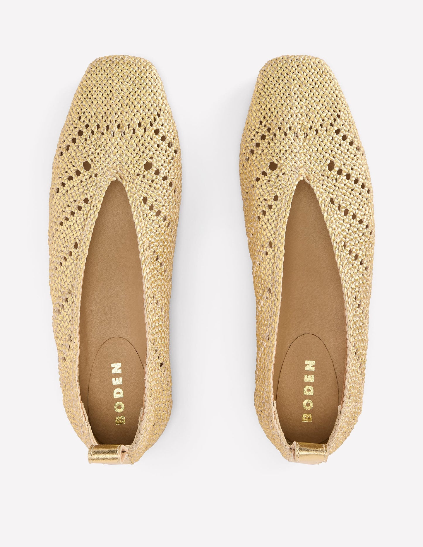 Knitted Ballet Flats-Gold Metallic