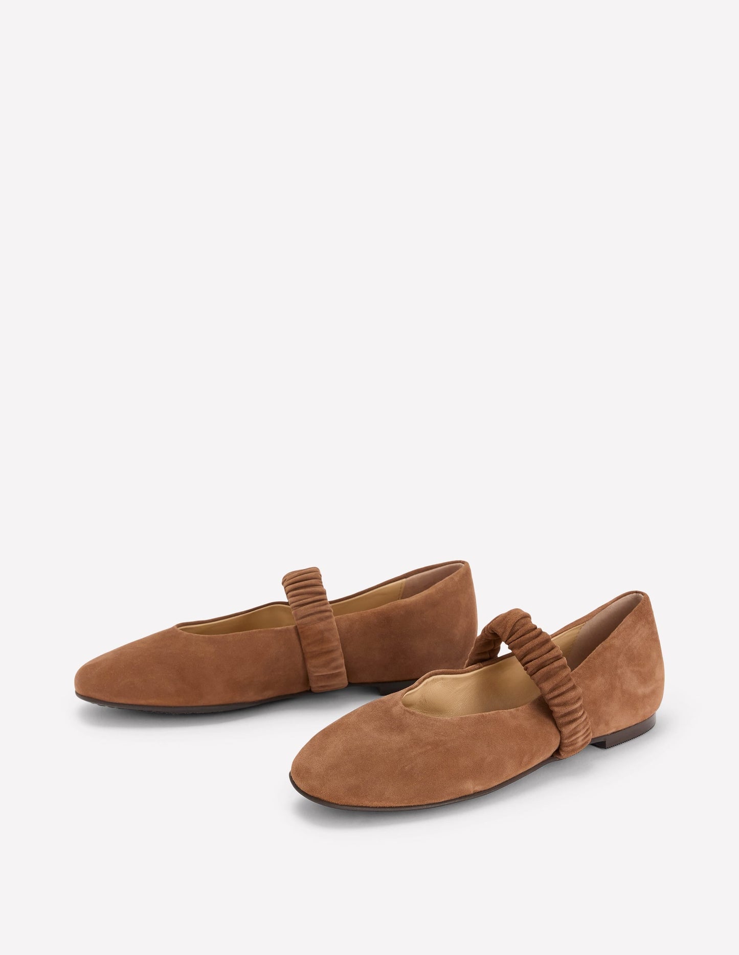Camilla Ruched Ballet Flats-Raw Umber Suede