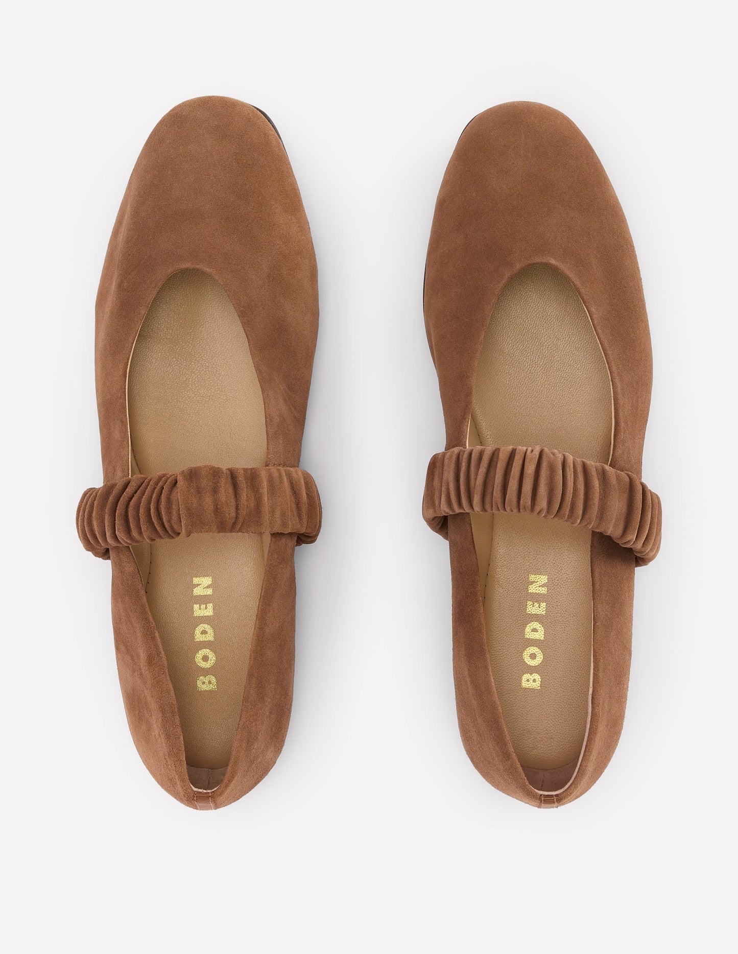 Camilla Ruched Ballet Flats-Raw Umber Suede