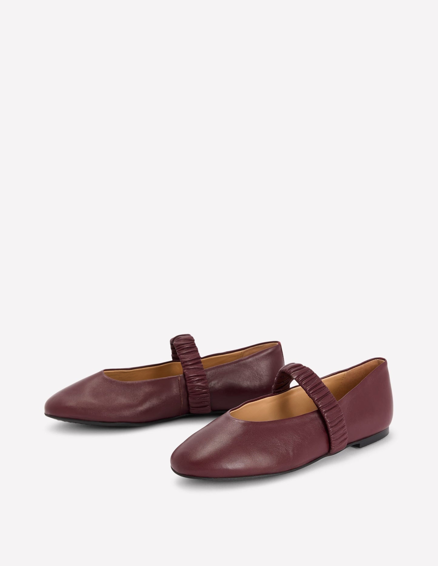 Camilla Ruched Ballet Flats-Oxblood