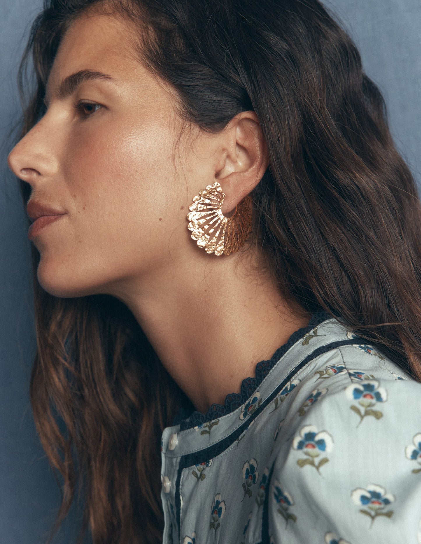 Statement Hammered Studs-Hoop