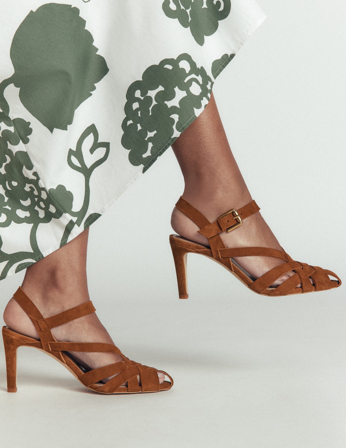 Slotted Strap Heeled Sandals-Tan