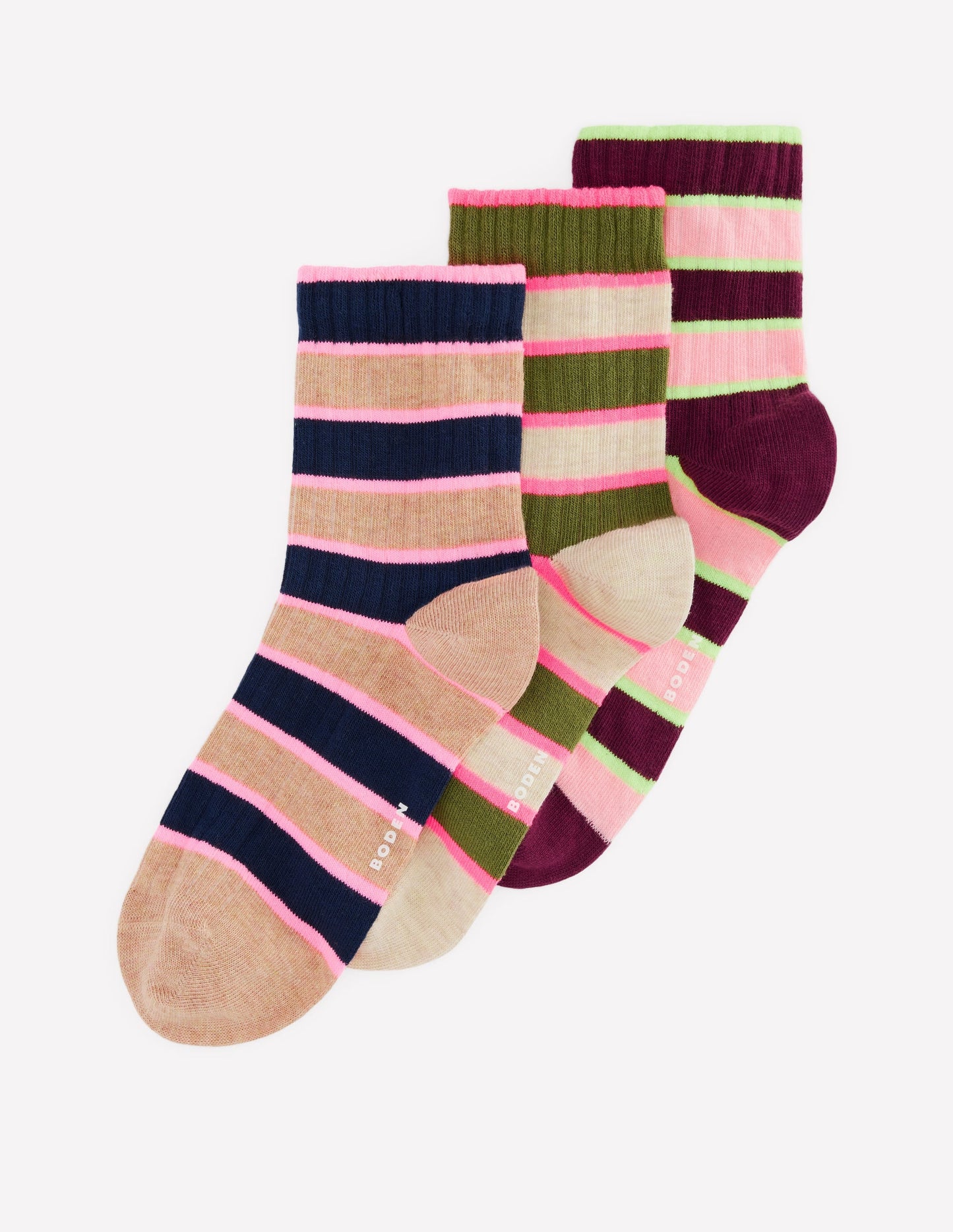 Neon Pop Stripe Socks 3-pack-Neon Stripe