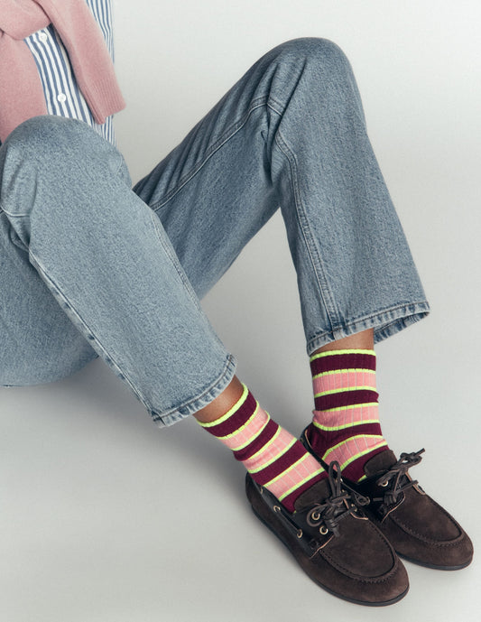 Neon Pop Stripe Socks 3-pack-Neon Stripe