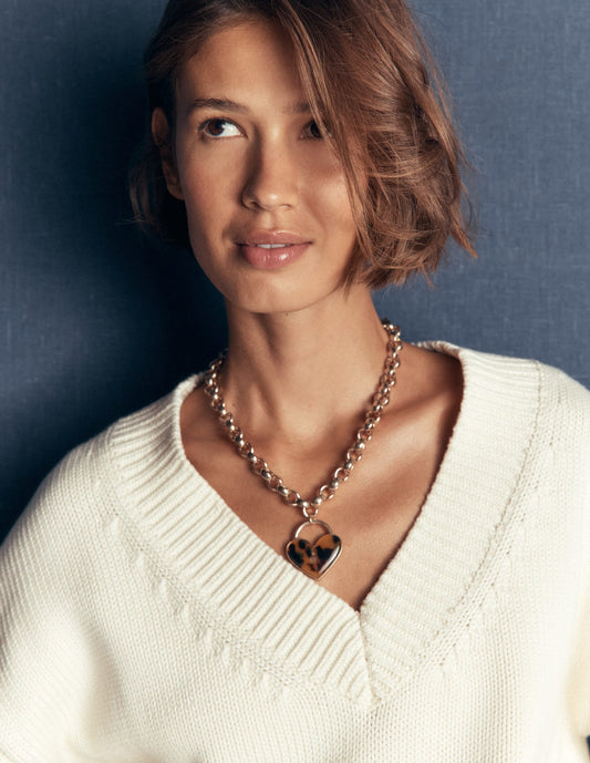 Chunky Love Lock Necklace-Tort