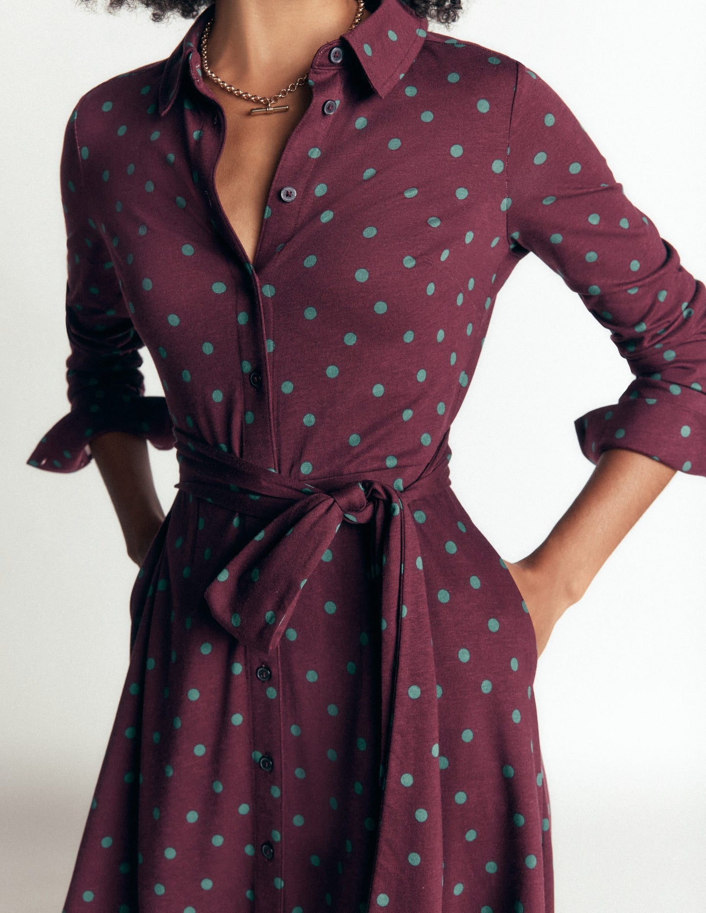 Marcia Jersey Shirt Dress-Dark Cherry, Boden Spot
