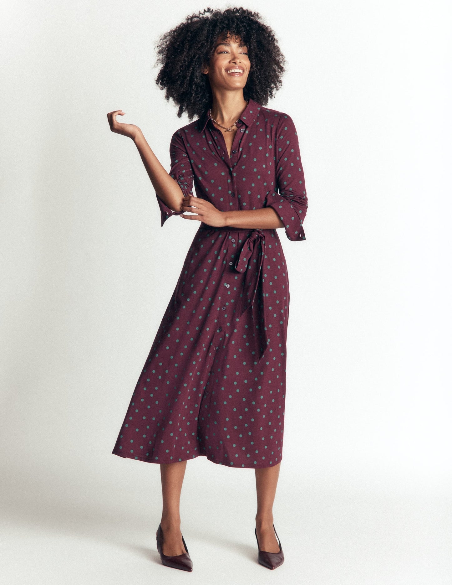 Marcia Jersey Shirt Dress-Dark Cherry, Boden Spot