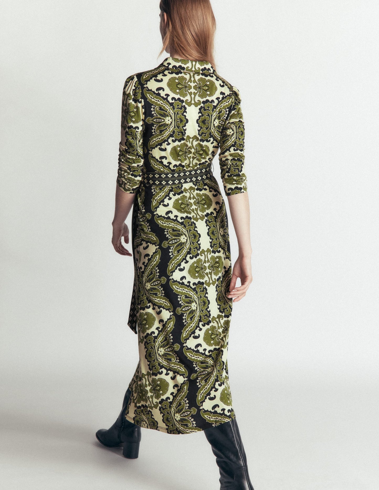 Imogen Collared Jersey Dress-Multi, Blossoming Gardenia