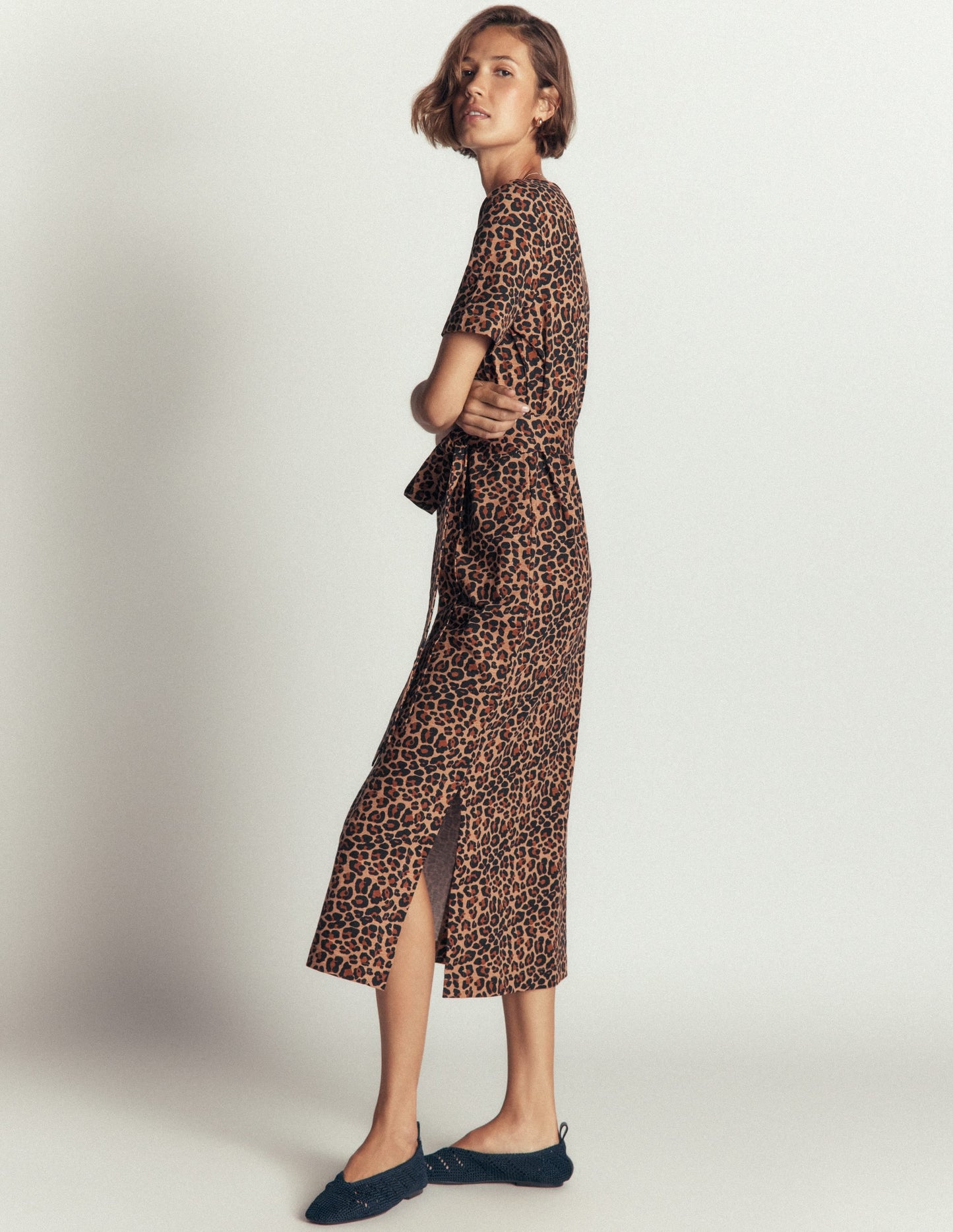 T-Shirt Jersey Midi Dress-Camel, Animal Fields