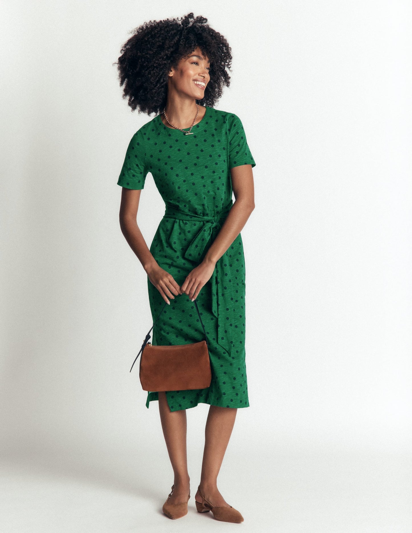 T-Shirt Jersey Midi Dress-Hunter Green, Boden Spot