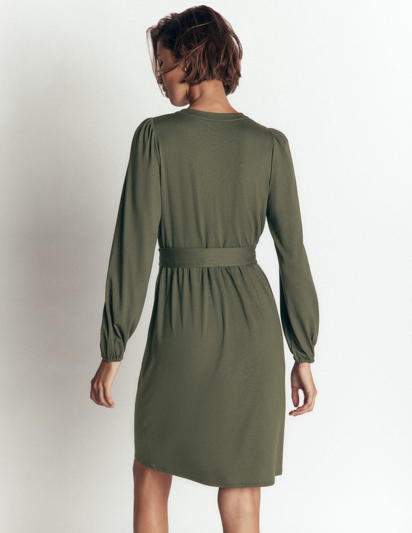 Adele Belted Jersey Dress-Chrome Green