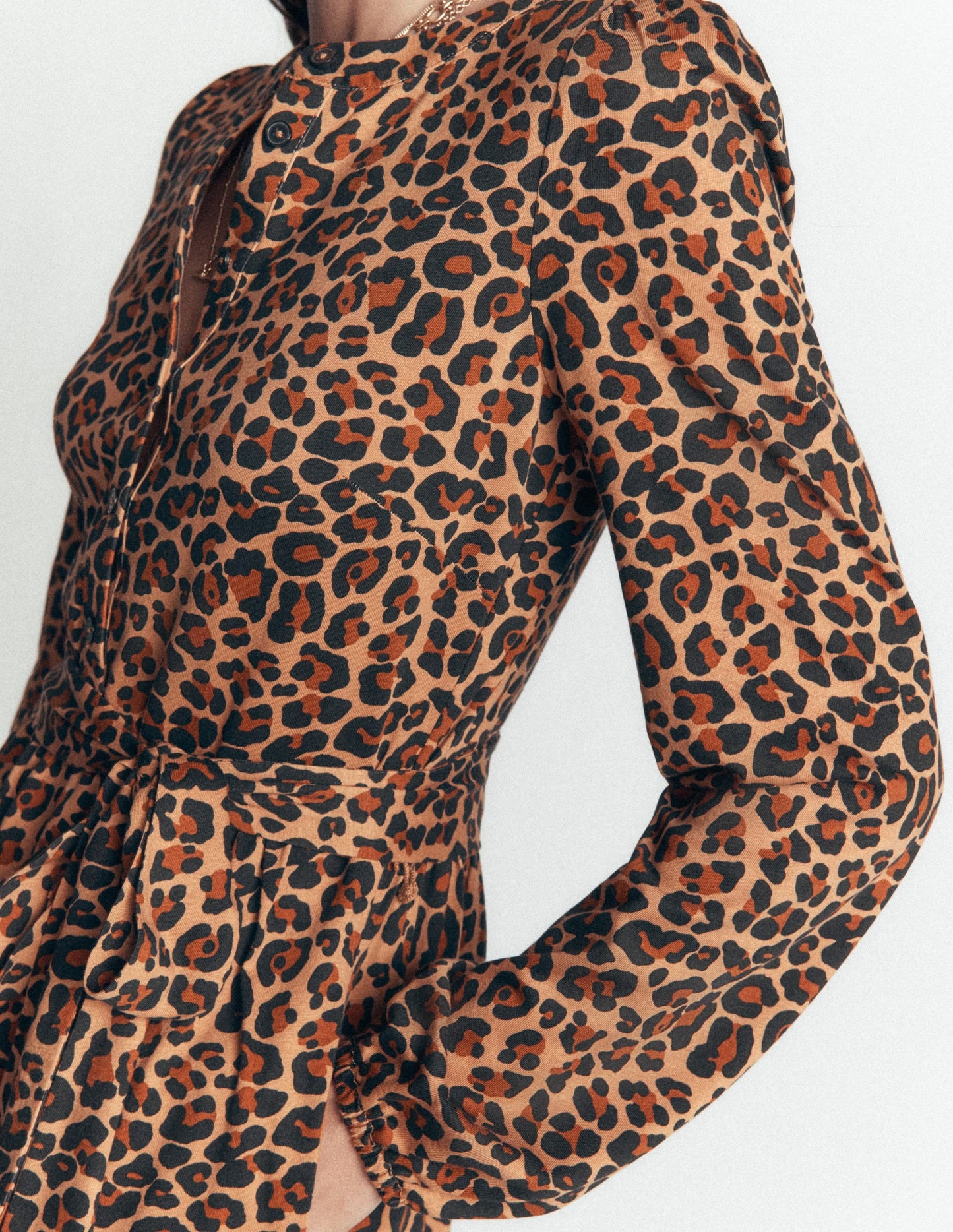 Adele Belted Jersey Dress-Camel, Animal Fields