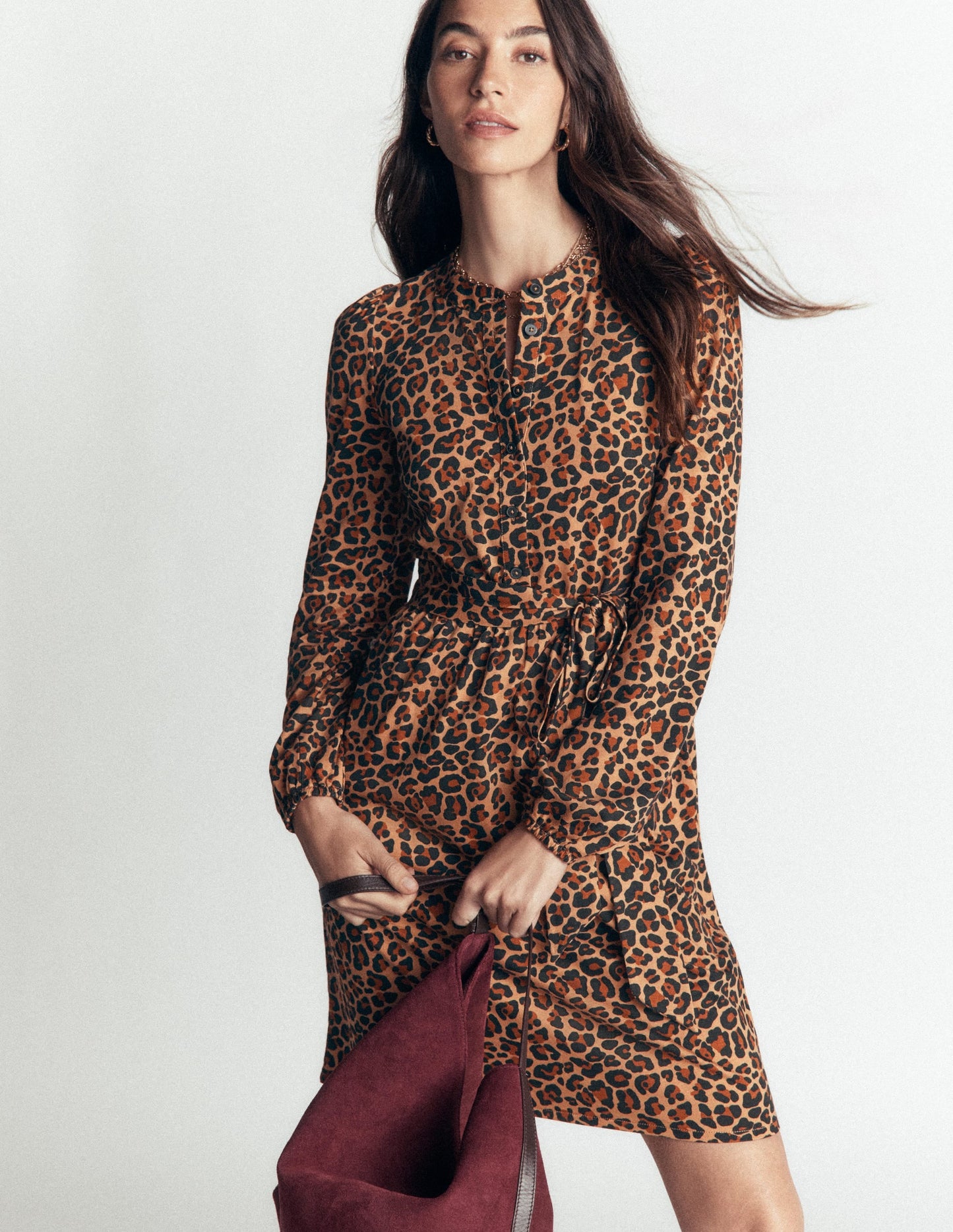 Adele Belted Jersey Dress-Camel, Animal Fields