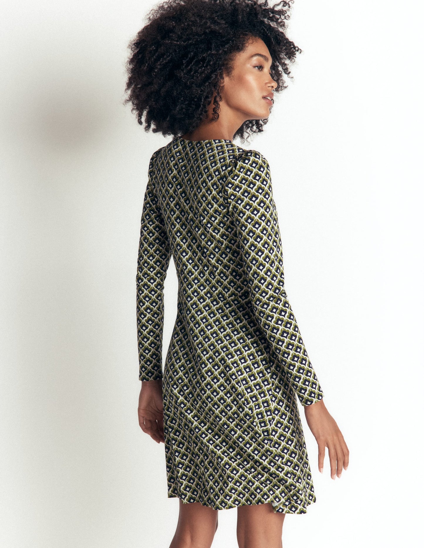 Briony Jersey Short Dress-French Navy, Geo Party
