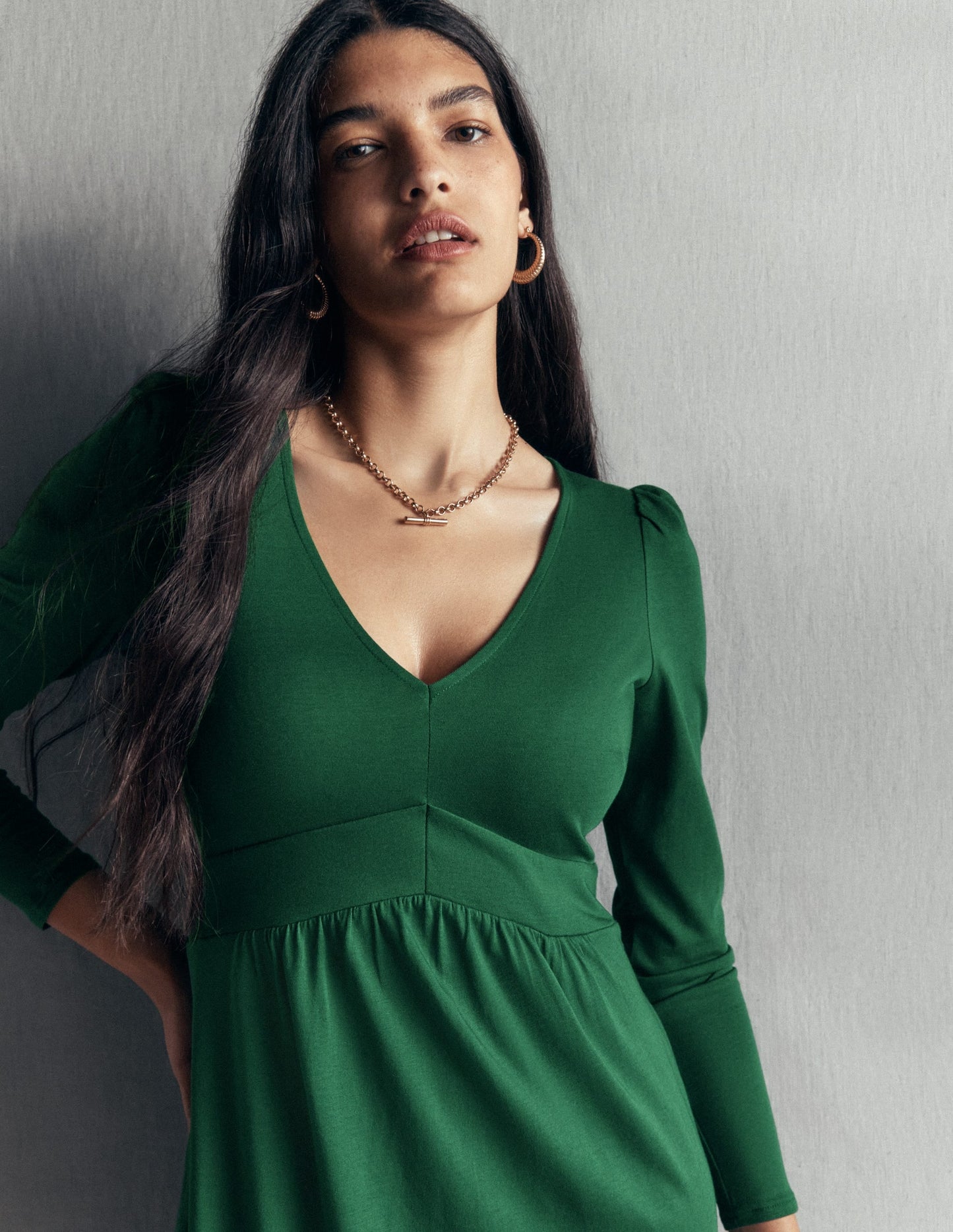 Briony Jersey Short Dress-Hunter Green