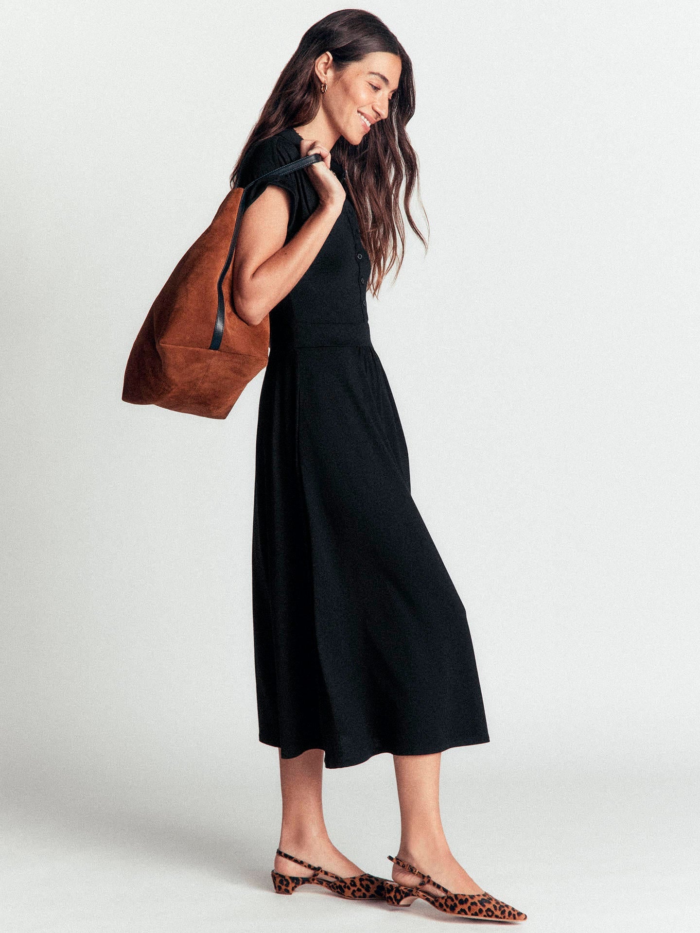 Fae Jersey Shirt Dress-Black