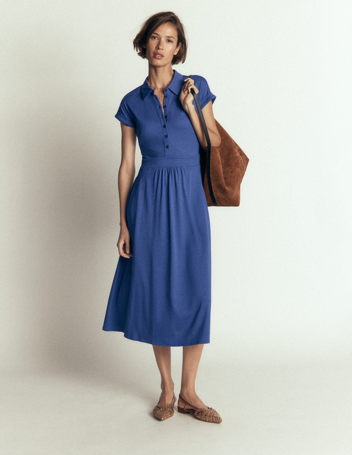 Fae Jersey Shirt Dress-Denim Blue