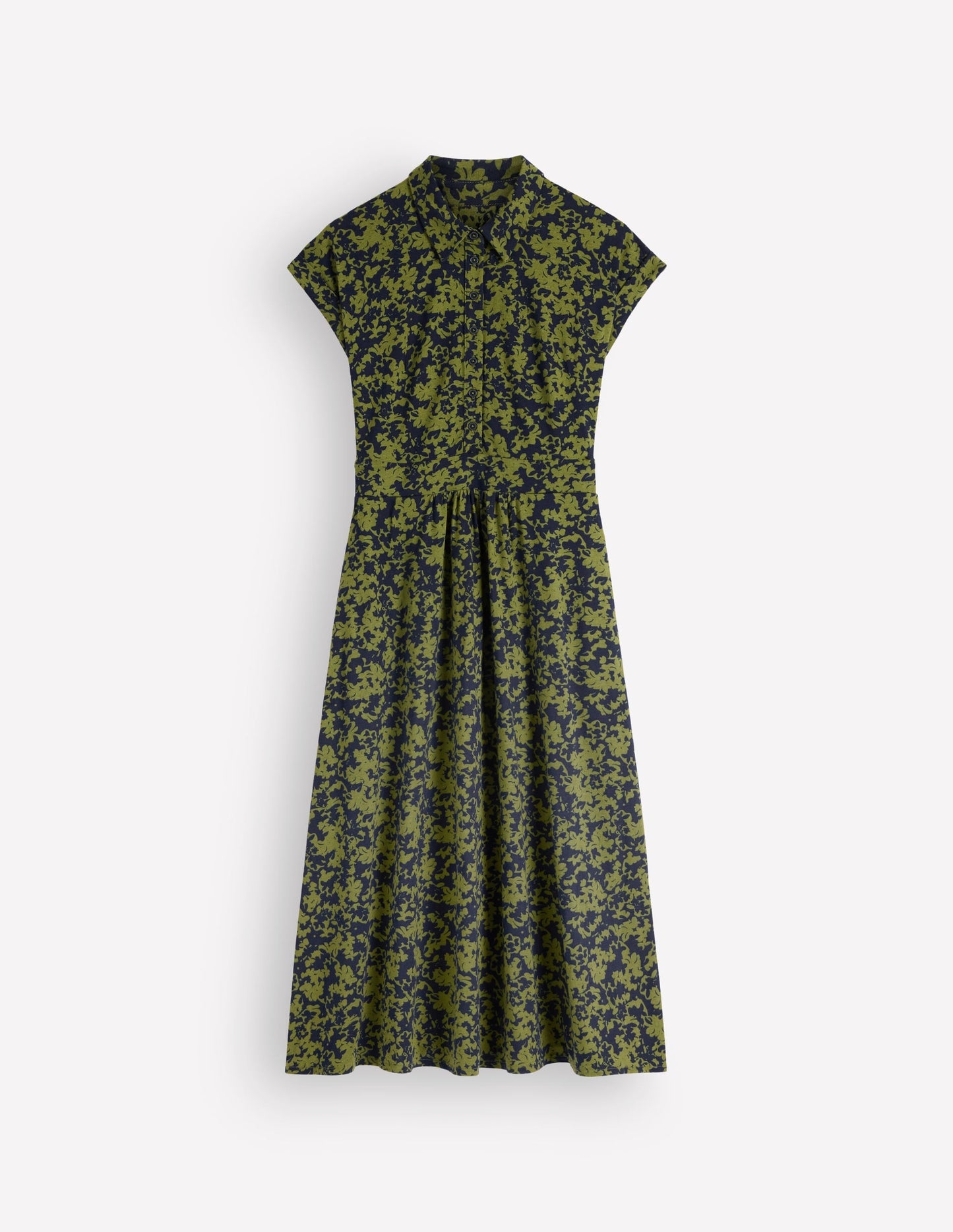 Fae Jersey Shirt Dress-Forest Green, Sprayed Leaf