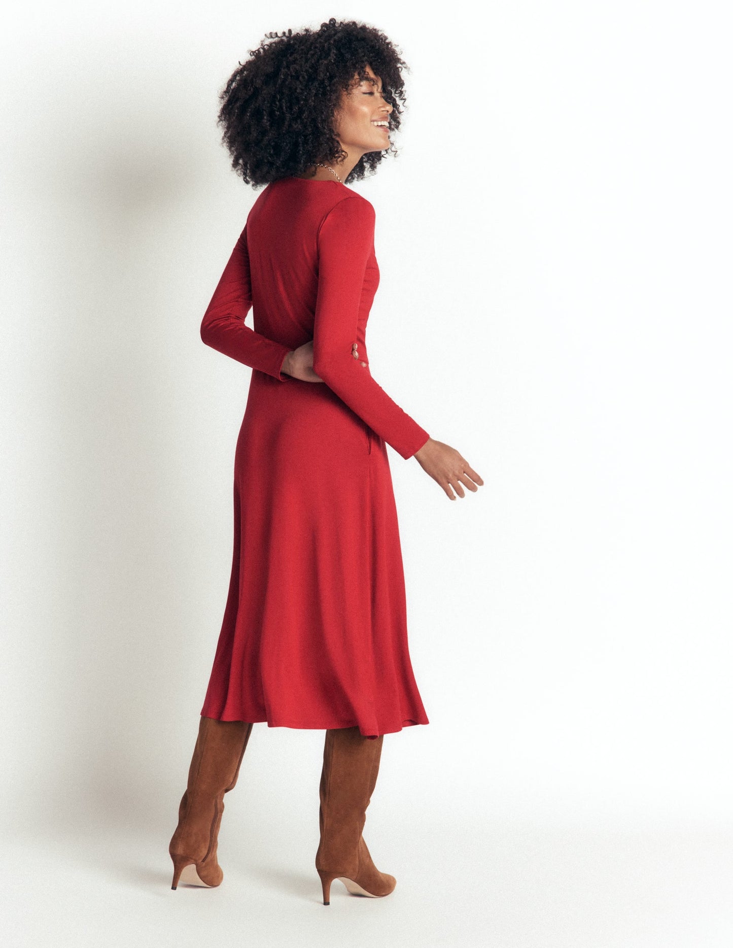 Jasmine Ruched Jersey Dress-Crimson Red