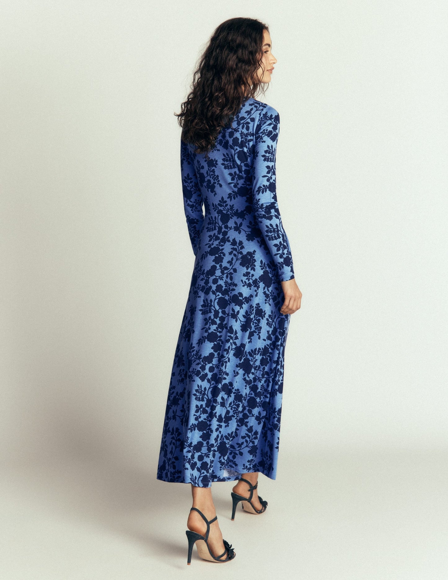 Jasmine Ruched Jersey Dress-Forget Me Not, Bouquet Breeze