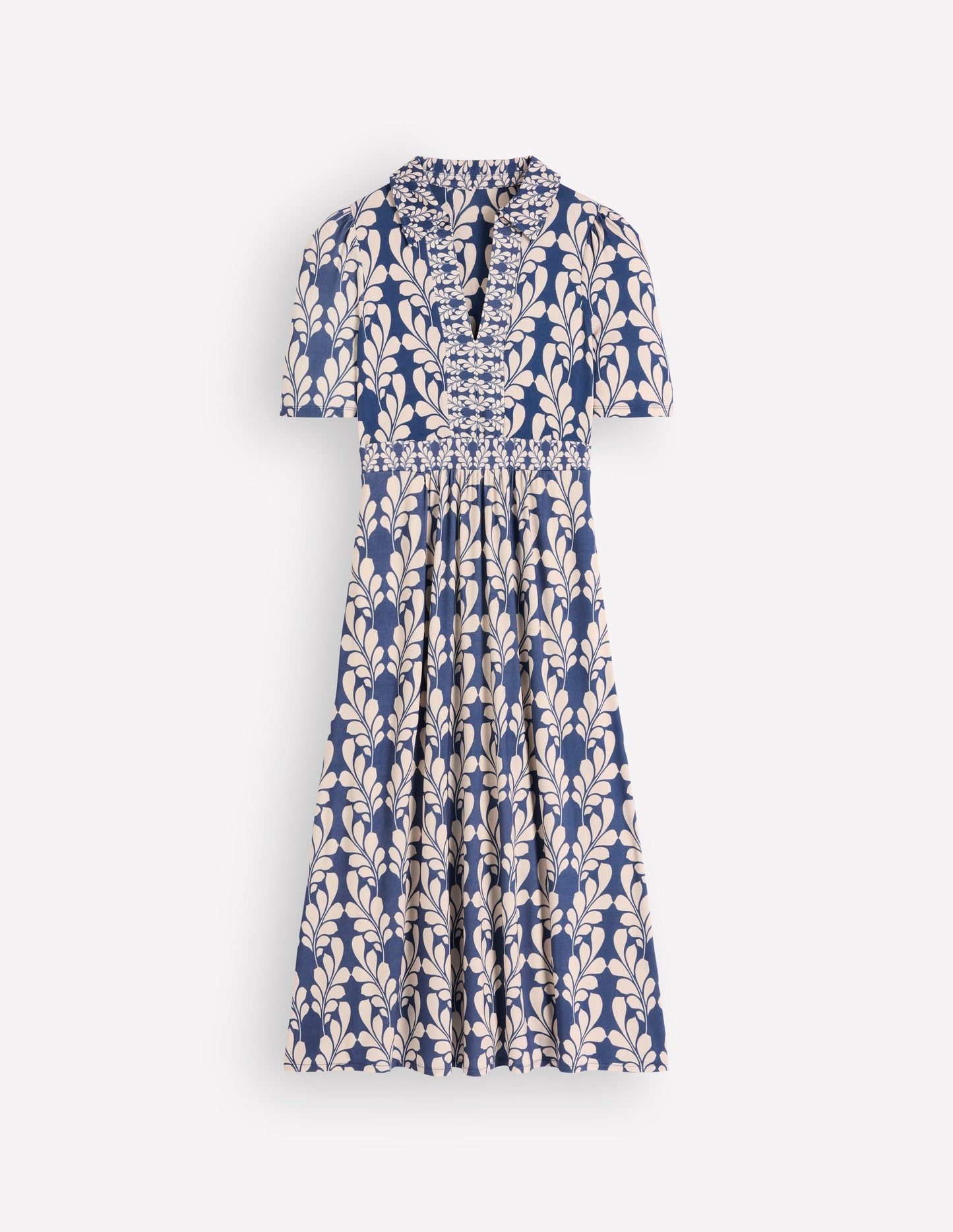 Heidi Jersey Midi Tea Dress-Denim Blue, Delicate Trail