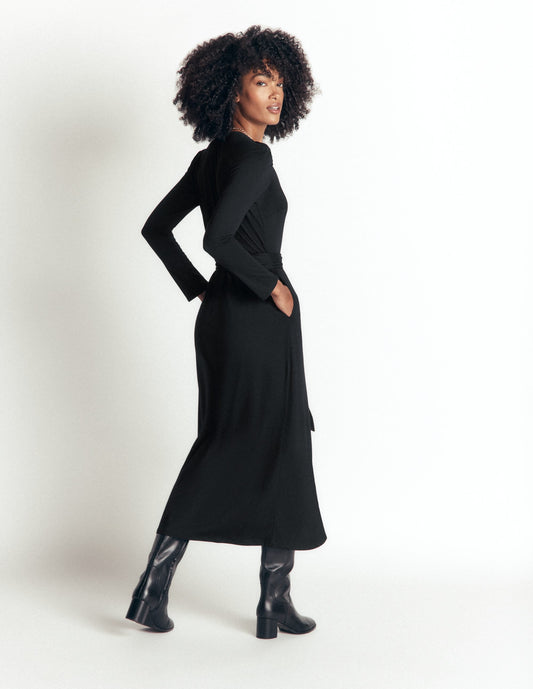 Honor Column Jersey Midi Dress-Black